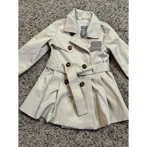 Tahari Kids Girls Trench Coat 2T Beige Belted Double Breasted Classic Jacket